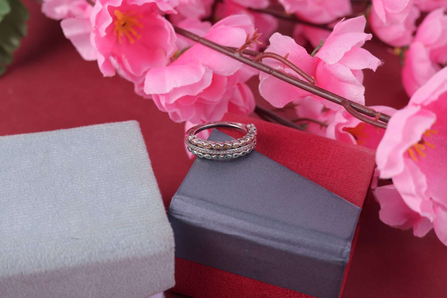 β¨ 925 Sterling Silver Multi-Color CZ Band Ring π Stylish Stackable Design for Women & Girls