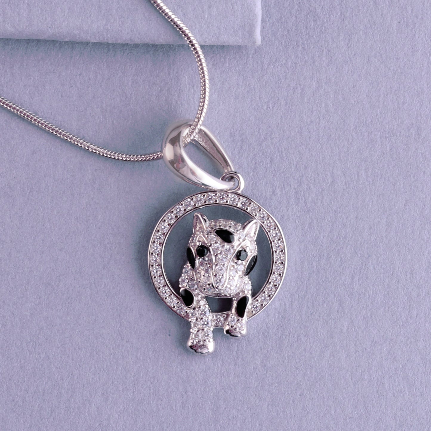 ✨925 Sterling Silver Cat Pendant Necklace | Sparkling CZ Studded Feline Charm in Circular Frame | Elegant & Playful Animal Jewelry for Women & Girls
