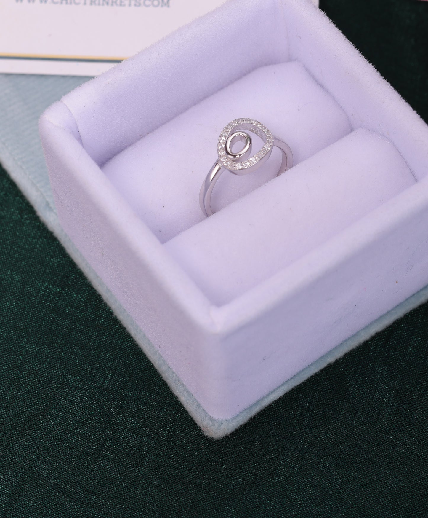 π 925 Sterling Silver Oval Halo Ring | Elegant CZ Open-Circle Design π