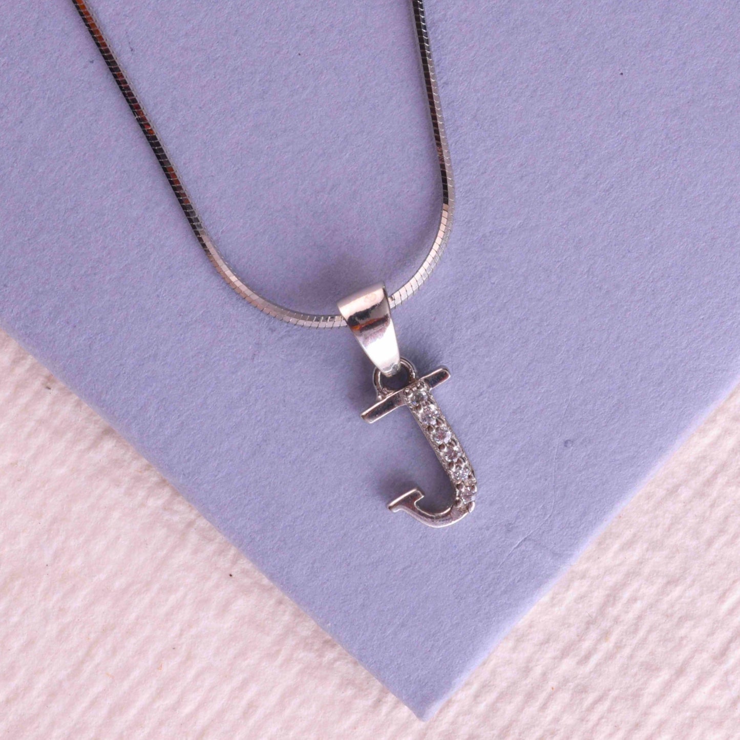 💎925 Sterling Silver "J" Alphabet Pendant Necklace for Women | Zircon-Studded Initial Charm | Stylish Minimal Jewelry for Daily & Gifting Use