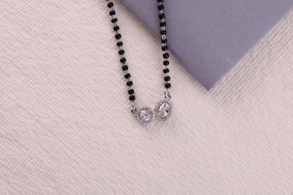 💍✨ 925 Sterling Silver Mangalsutra with Trio Oval CZ Pendants – ❤️ Elegant Daily Wear Symbol of Love for Married Women
