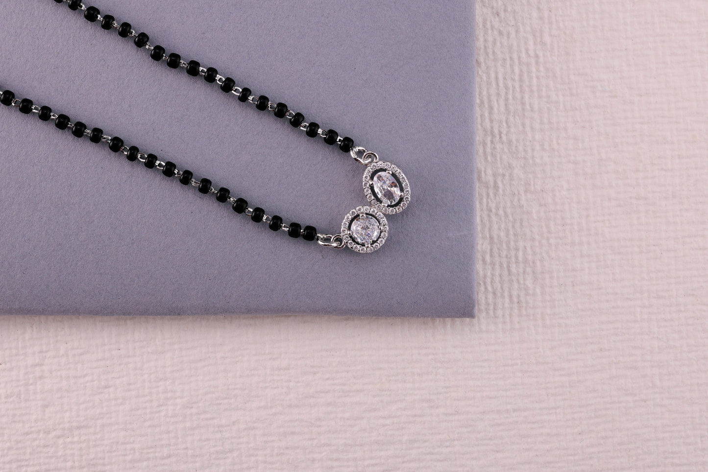 💍✨ 925 Sterling Silver Mangalsutra with Trio Oval CZ Pendants – ❤️ Elegant Daily Wear Symbol of Love for Married Women