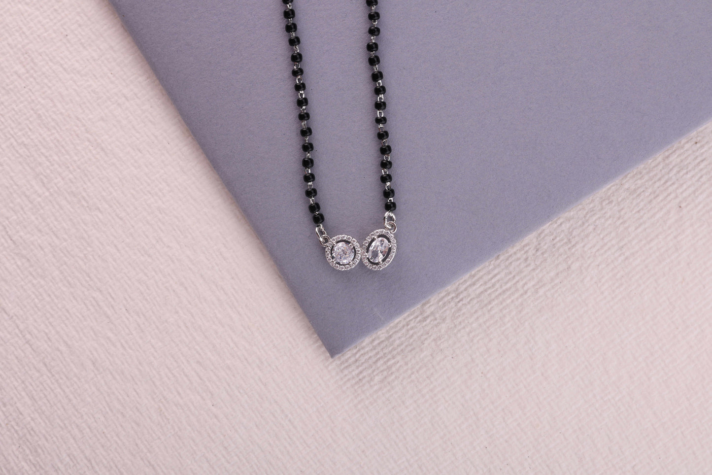 💍✨ 925 Sterling Silver Mangalsutra with Trio Oval CZ Pendants – ❤️ Elegant Daily Wear Symbol of Love for Married Women