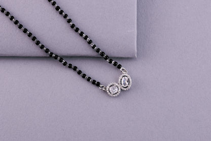 💍✨ 925 Sterling Silver Mangalsutra with Trio Oval CZ Pendants – ❤️ Elegant Daily Wear Symbol of Love for Married Women