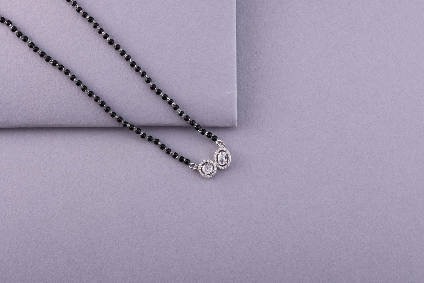 💍✨ 925 Sterling Silver Mangalsutra with Trio Oval CZ Pendants – ❤️ Elegant Daily Wear Symbol of Love for Married Women