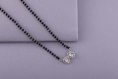 💖💍 925 Silver Elegant Mangalsutra with Heart ❤️ & Oval 💎 CZ Pendant | 🖤 Timeless Jewelry for Women