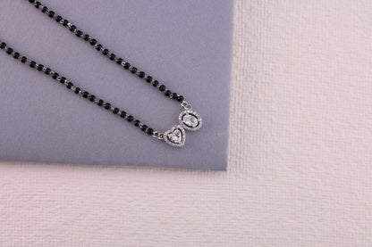 💖💍 925 Silver Elegant Mangalsutra with Heart ❤️ & Oval 💎 CZ Pendant | 🖤 Timeless Jewelry for Women