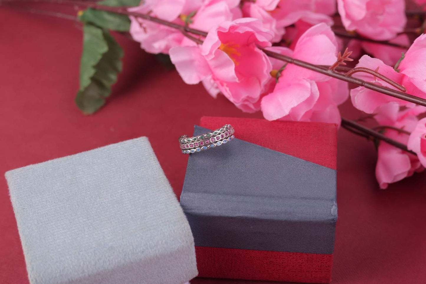 ✨ 925 Sterling Silver Eternity Ring 💍🌸 with Dual Row Pink & White Sparkling Stones
