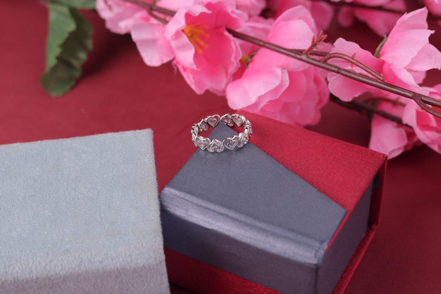 ✨ 925 Sterling Silver Heart Band Ring 💍 Romantic Design for Women & Girls