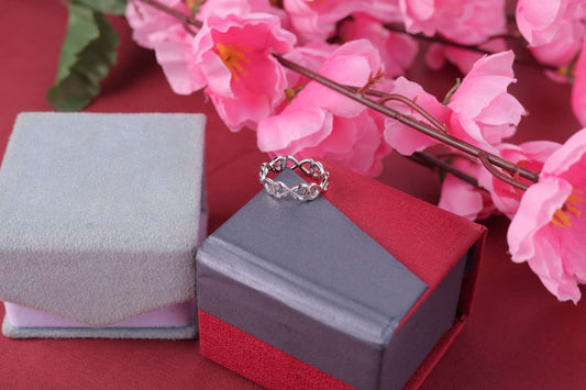 ✨ 925 Sterling Silver Intertwined Heart Band Ring 💍 Elegant Jewelry for Women & Girls