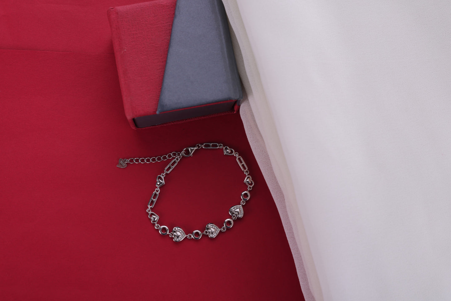 💎 925 Sterling Silver Heart Link Bracelet 💎