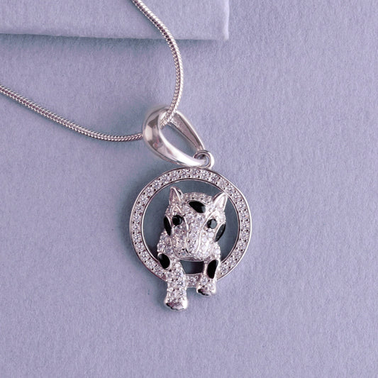 ✨925 Sterling Silver Cat Pendant Necklace | Sparkling CZ Studded Feline Charm in Circular Frame | Elegant & Playful Animal Jewelry for Women & Girls