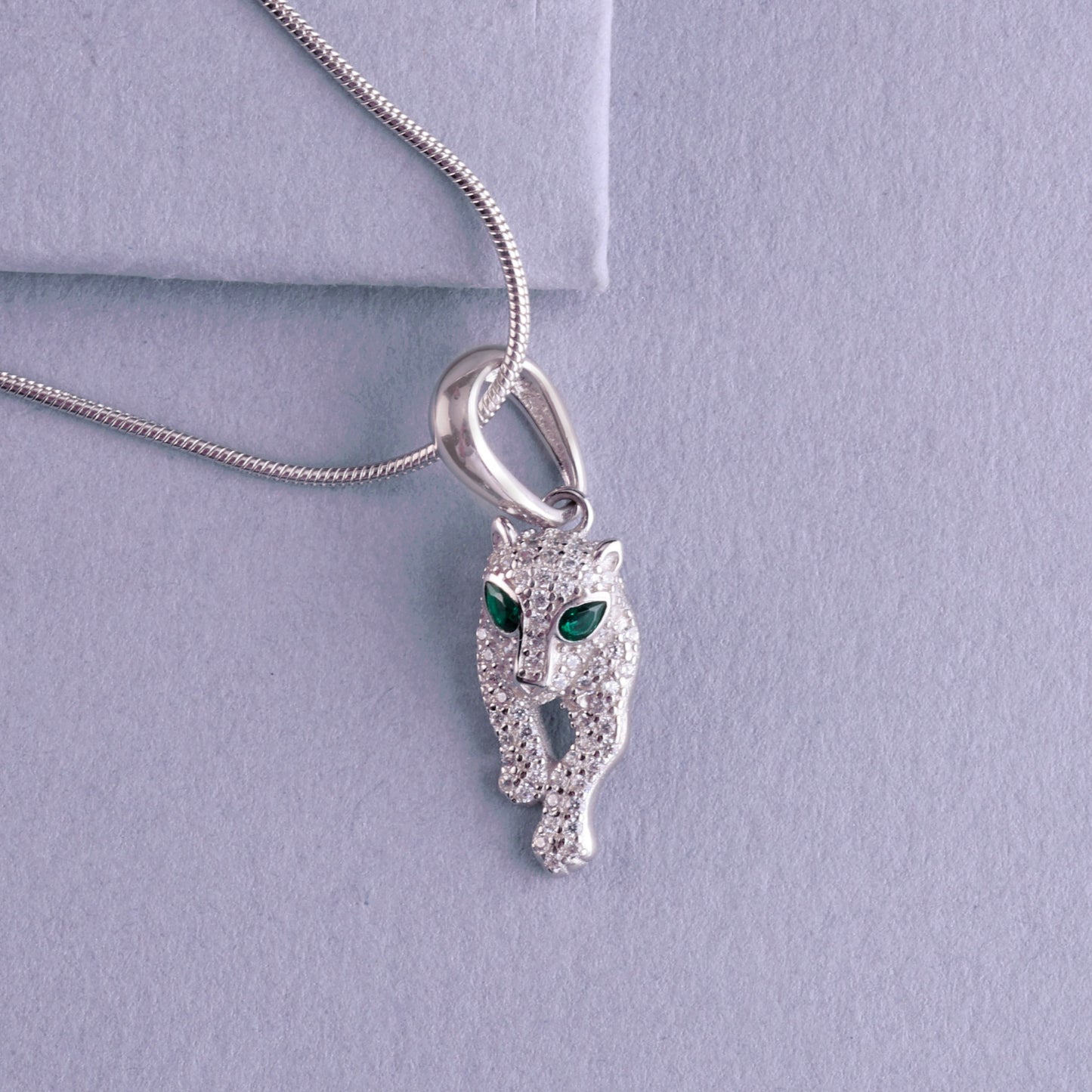✨925 Sterling Silver Panther Pendant Necklace with Emerald Green CZ Eyes for Women | Animal-Inspired Jewelry | Bold & Stylish Urban Wear Chain
