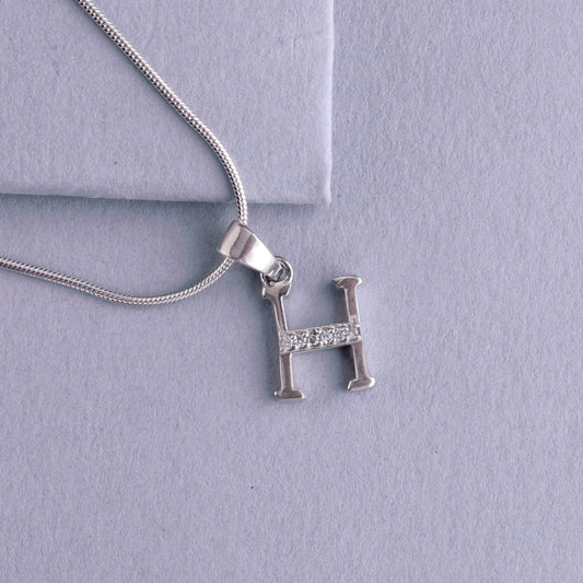 ✨925 Sterling Silver ‘H’ Alphabet Pendant Necklace for Women | Personalised Jewelry with CZ Accents | Minimal & Elegant Everyday Silver Chain