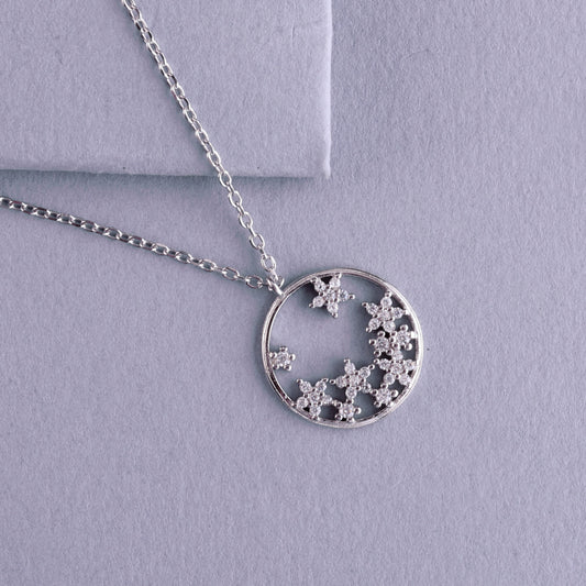 ✨925 Sterling Silver Celestial Pendant Necklace for Women | Star Cluster Design with Sparkling Stones | Elegant & Lightweight Everyday Jewelry