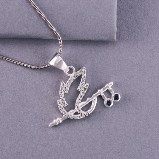 💎 925 Sterling Silver Musical Note Pendant with Blue Stones – Artistic Unisex Necklace for Music Lovers & 🌟 Everyday Style