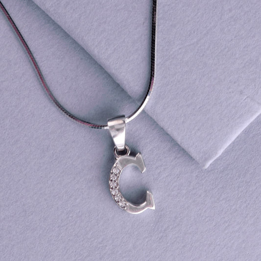 💎✨🔤 925 Sterling Silver "C" Alphabet Pendant Necklace for Women | Stylish Zircon-Studded Initial Charm | Elegant Daily Wear Chain Jewelry Gift