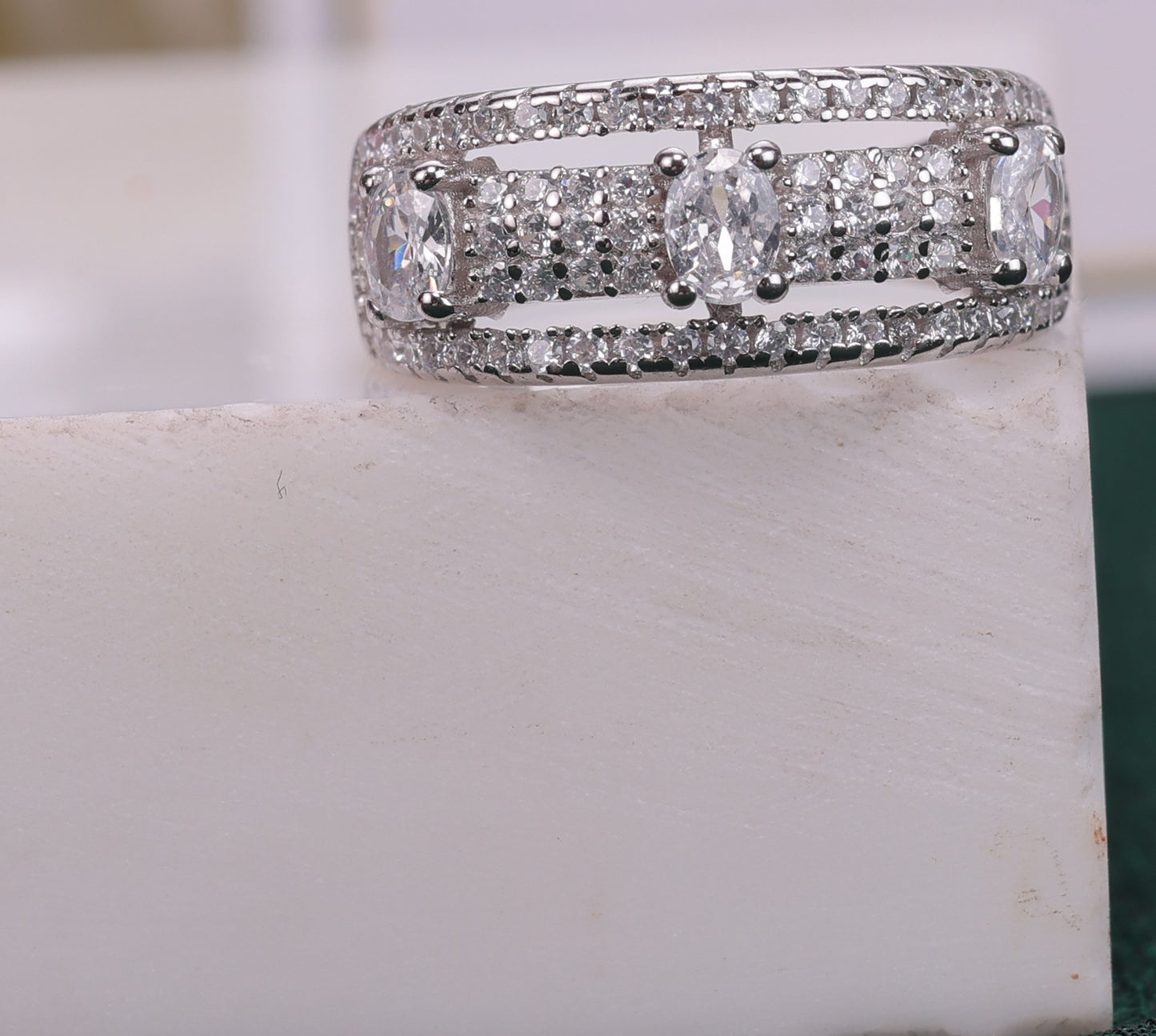 🌟 925 Sterling Silver Triple Stone CZ Band Ring | Sparkling Elegance for Every Occasion 💎