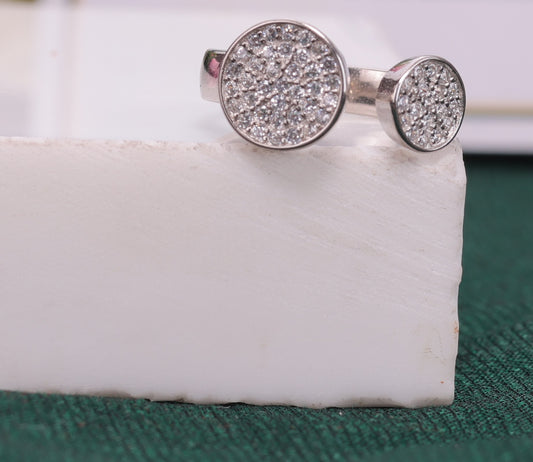 💍🌸 925 Sterling Silver Dual Disc Adjustable Ring | Modern Sparkle Jewelry