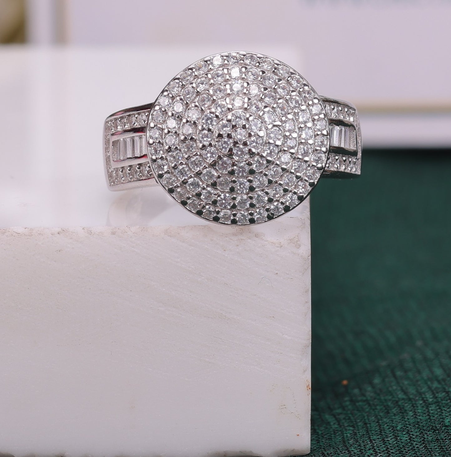 🌟 925 Sterling Silver Pave Dome Ring | Luxury CZ Sparkling Cocktail Ring 💎