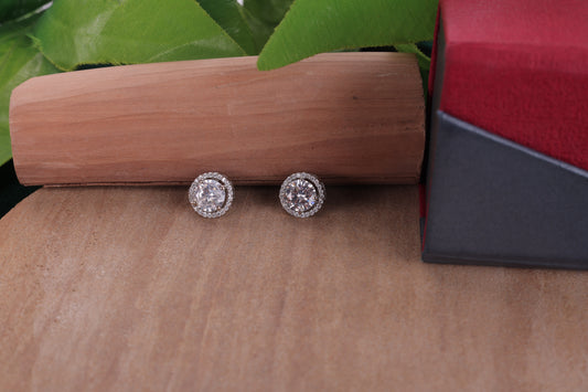 🏷️ 925 Sterling Silver Halo Stud Earrings with Sparkling Cubic Zircon – Elegant Unisex Jewelry