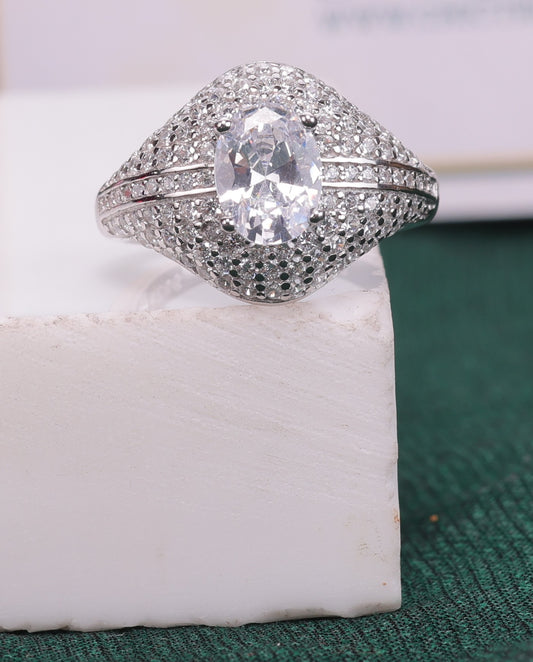 🌟 925 Sterling Silver Round Solitaire Ring | Elegant Halo Design 💎