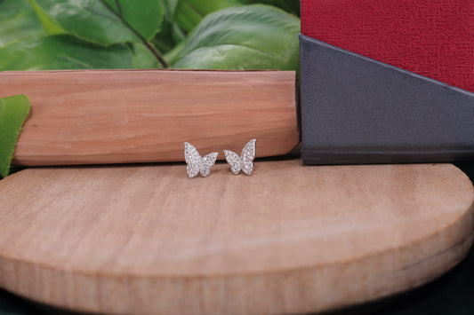 🏷️ 925 Sterling Silver Butterfly Cubic Zirconia Stud Earrings – Stylish Everyday Jewelry