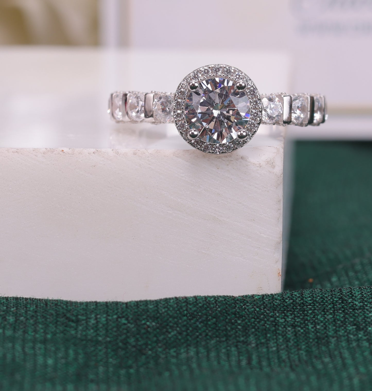 🌸 925 Sterling Silver Halo Round Cut Ring | Timeless Elegance Jewelry 💍