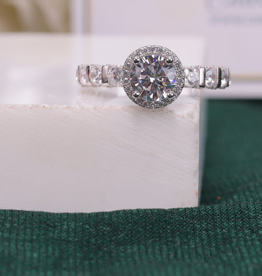 🌸 925 Sterling Silver Halo Round Cut Ring | Timeless Elegance Jewelry 💍