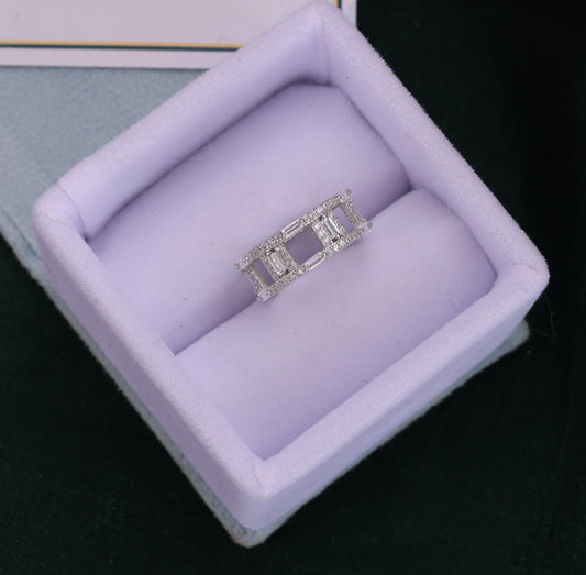 🌟 925 Sterling Silver Geometric Eternity Band | Modern CZ Statement Ring 💎
