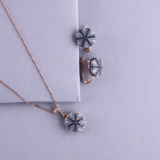 💎✨ Elegant 925 Sterling Silver Pendant Set with Earrings – 🔵⚪ CZ Studded Round Design – 🎉👗 Party & Daily Wear Jewelry