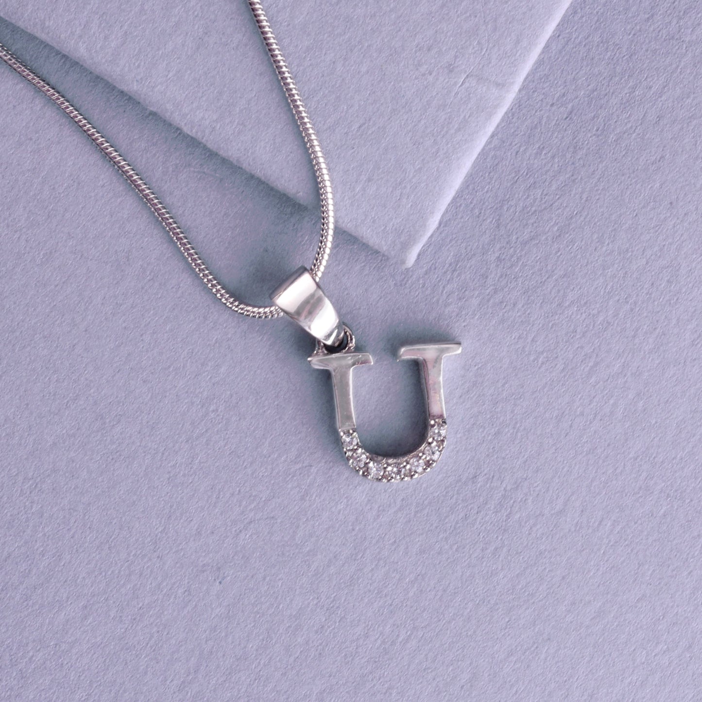 ✨925 Sterling Silver "U" Alphabet Pendant Necklace for Women | Sparkling Zircon Letter Charm | Elegant Minimal Jewelry for Daily & Gifting Wear