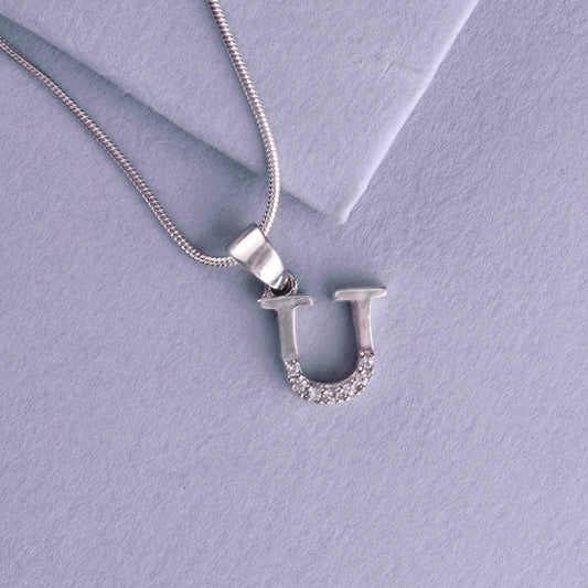 ✨925 Sterling Silver "U" Alphabet Pendant Necklace for Women | Sparkling Zircon Letter Charm | Elegant Minimal Jewelry for Daily & Gifting Wear