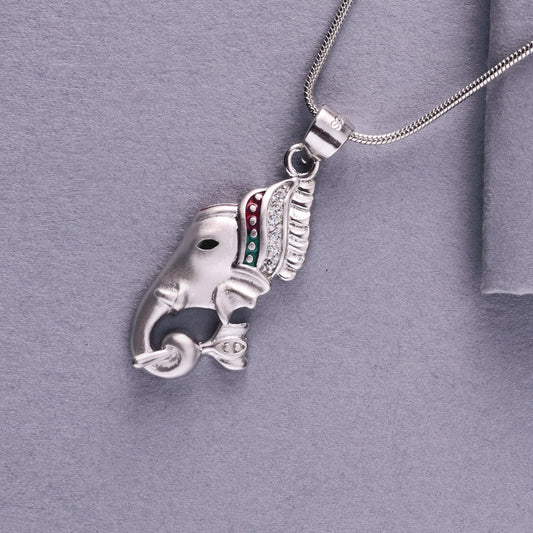 💎 925 Sterling Silver Lord Ganesha Pendant with Chain | Religious Oxidised Pendant for Men & Women | Spiritual Daily Wear Jewellery