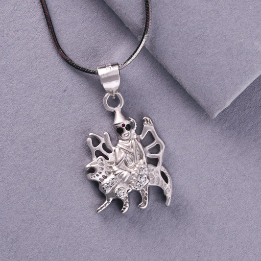 💎 925 Sterling Silver Goddess Durga Pendant with Chain | Spiritual Designer Jewellery for Men & Women | Oxidised Religious Pendant