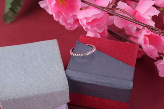 🌸 Elegant Half Eternity 925 Sterling Silver Ring | Sparkling Band for Timeless Beauty 💎
