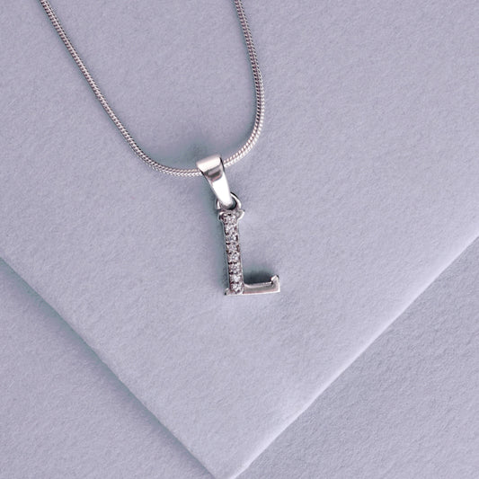 💎✨🔤 925 Sterling Silver "L" Alphabet Pendant Necklace for Women | Zircon-Embellished Initial Charm | Daily Wear Chain Jewelry | Minimalist Gift Idea