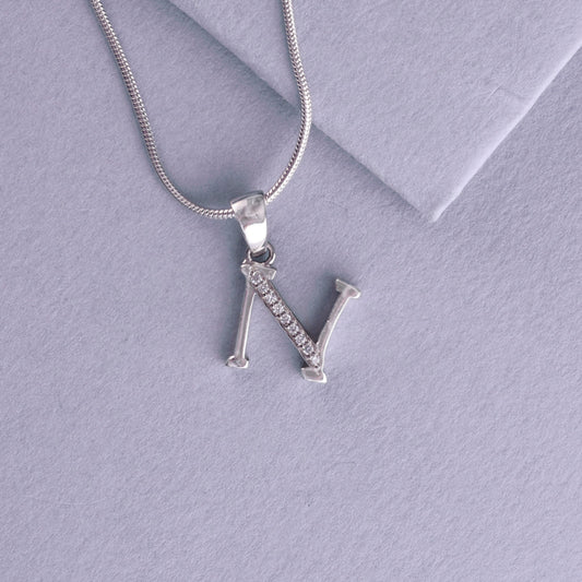 💎925 Sterling Silver "N" Alphabet Pendant Necklace for Women | Elegant Zircon-Studded Letter Charm | Minimalist Daily Wear Jewelry Gift Chain