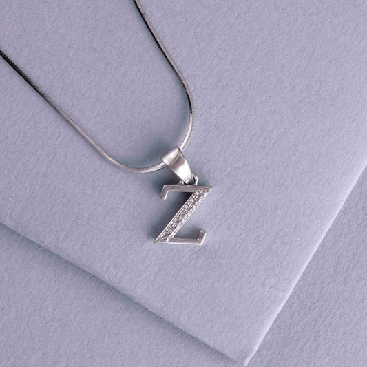 ✨925 Sterling Silver "Z" Alphabet Pendant Necklace for Women | Zircon-Studded Personalized Initial Charm | Elegant Daily Wear Chain Jewelry